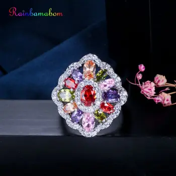 

Rainbamabom Ethnic 925 Sterling Silver Ruby Gemstone Birthstone Wedding Engagement Cocktail Party Ring Fine Jewelry Wholesale