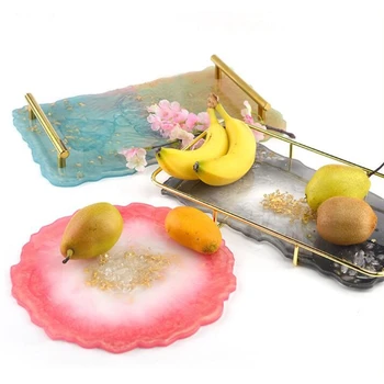 

Crystal Epoxy Resin Tray Mold Fruit Plate Cup Mat Crafts Casting Silicone Mould