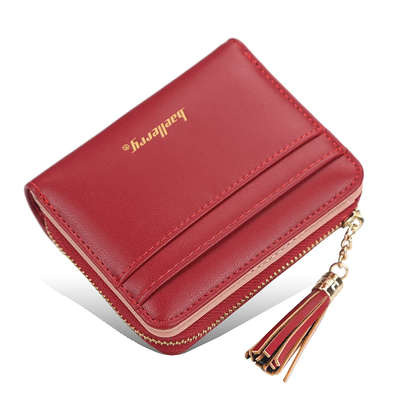 

Purse, lady, short style, multi-card position, driver's license, change wallet, fashion tassel, press buckle women's bag.