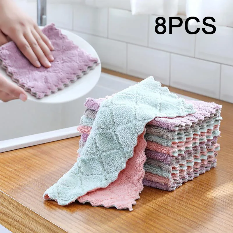 8PCS Microfiber Absorbent Kitchen Dish Cloth Towel,Non-stick Oil Washing Cloth Rag,Household Tableware Cleaning Wiping Tools 8PCS Microfiber Absorbent Kitchen Dish Cloth Towel,Non-stick Oil Washing Cloth Rag,Household Tableware Cleaning Wiping Tools