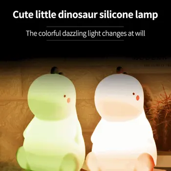

Konesky Colorful Night Light Dinosaur Silicone Pat Light Color Night Light Changing Silicone Baby Dinosaur Night Light