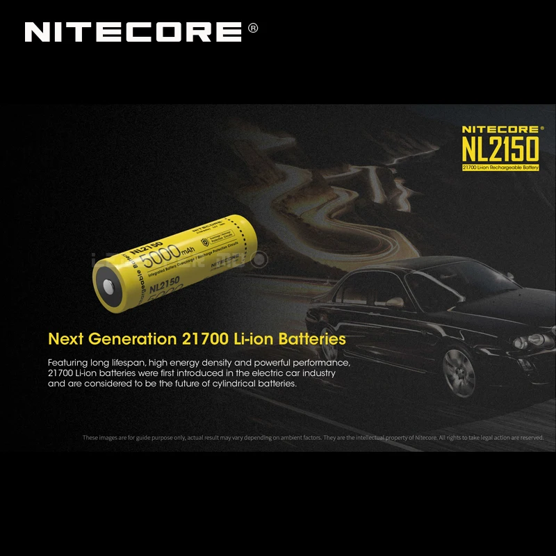 Nitecore NL2150 нового поколения литий-ионная 21700 батарея 5000 мАч с CE& ROHS сертификатами