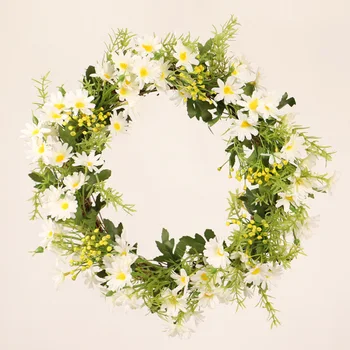 

Realistic Simulation Rattan Sunflower Wreath Artificial Flowers Plants Door Flower Wreath Home Decor