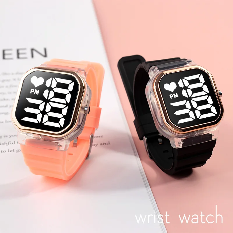 Relojes electrónicos cuadrados Led para mujer, pulsera Digital electrónica de Gel de sílice, reloj deportivo de exterior