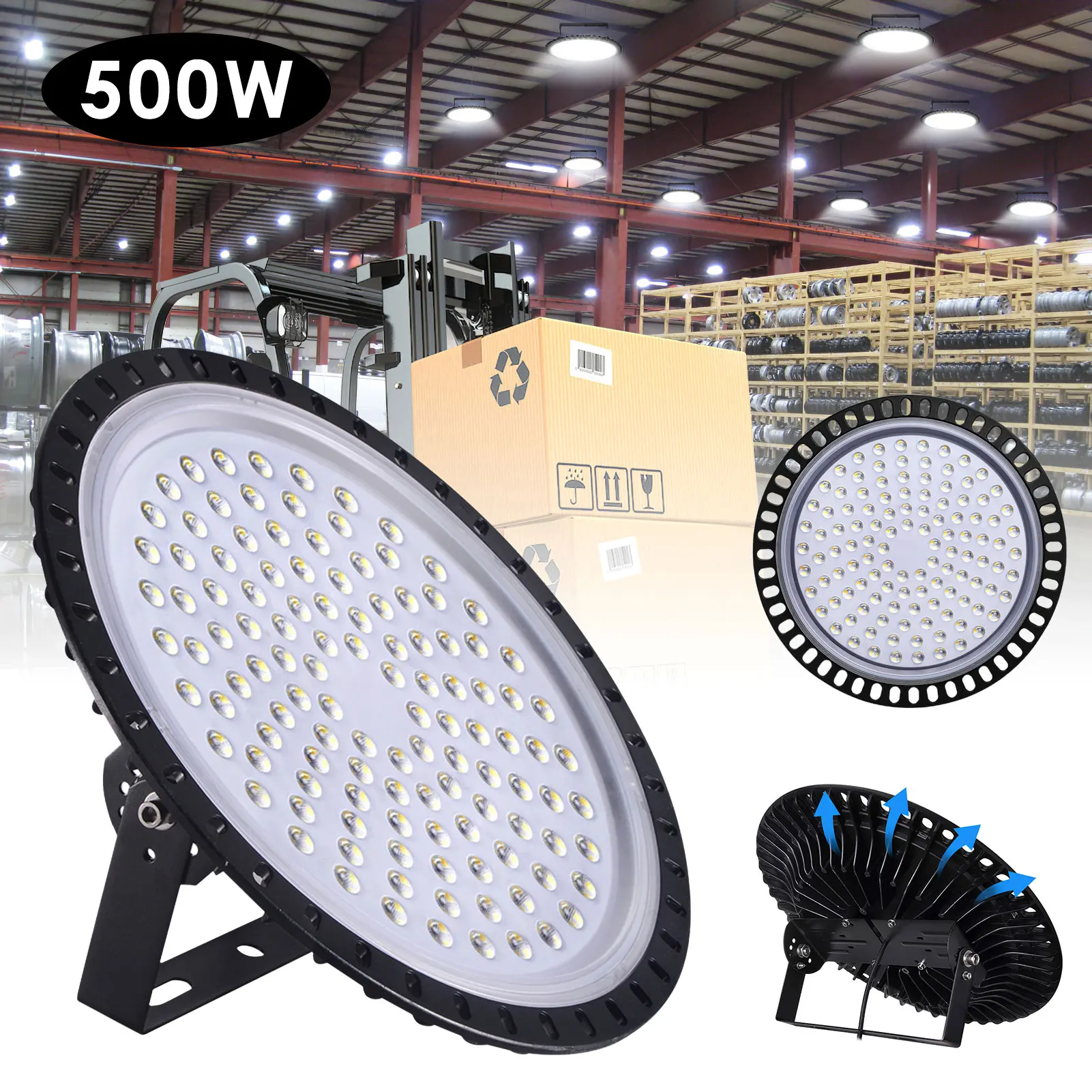 LED High Bay Light 200/300/500W Low Bay UFO Warehouse Industrial Factory Lamp 