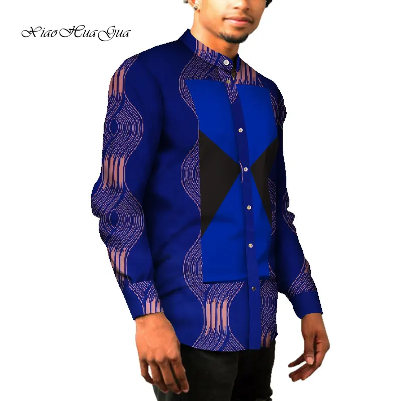 15 Африканская мужская одежда с длинным рукавом мужская рубашка 6XL Slim Fit рубашки Дашики Мужская африканская восковая штамповка Хлопковая мужская рубашка Повседневная wyn967 - Цвет: 15