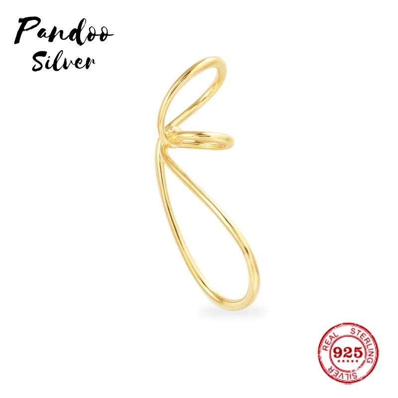 

Pandoo Fashion Charm Sterling Silver Original 1:1 Copy,Single Yellow Silver Knot Clip Earrings Luxury Jewelry Gift For Female