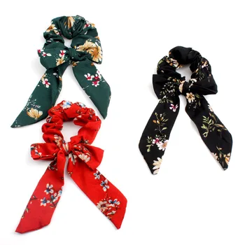 

Bow Streamers Hair Ring Fashion Ribbon Girl Hair Bands Scrunchies Horsetail Tie Solid Headwear Hair Accessories