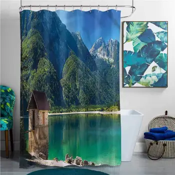 

Shower stall Curtains Italy Predil Alpine Lake Alps Shower Curtains in Bathroom W36x72L