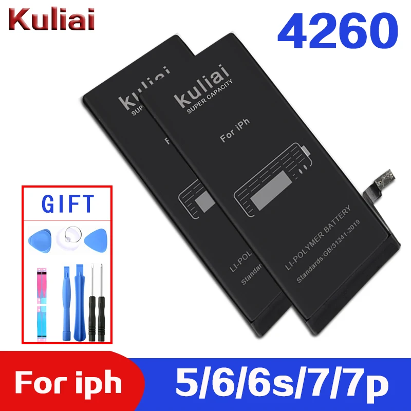

High Capacity Phone Battery For iPhone 6 6S 5 Replacement Batterie 0 Cycle Battery For iPhone 7 7 Plus With Tools Kit