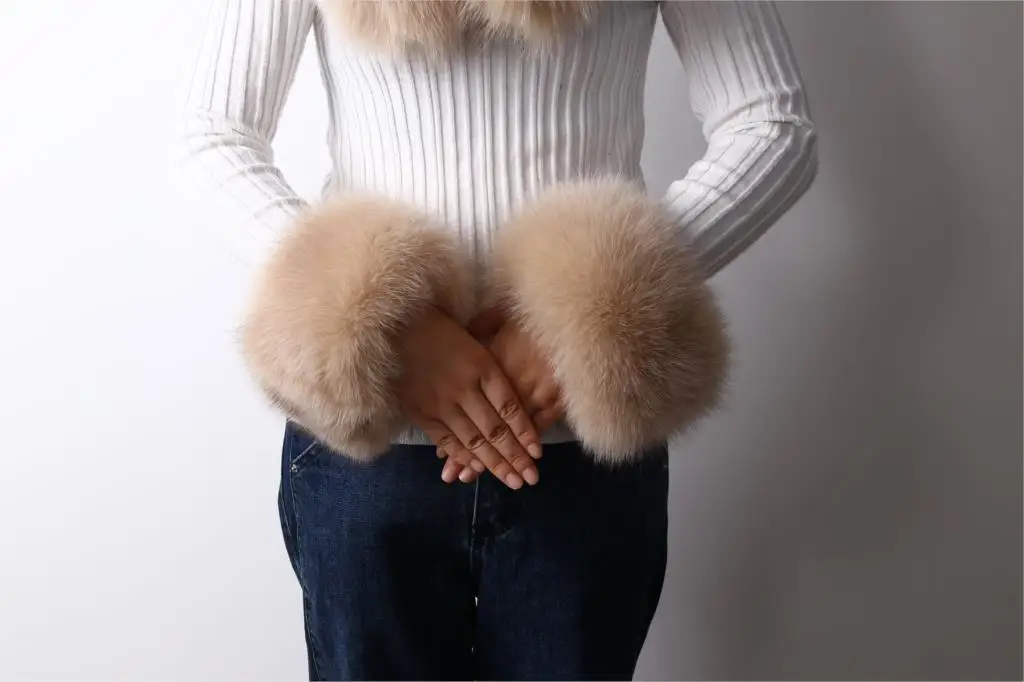 ZDFURS* высококачественные манжеты из лисьего меха горячая Распродажа наручных грелок из натурального Лисьего меха манжета для рук теплые женские браслеты браслет из натурального меха перчатки