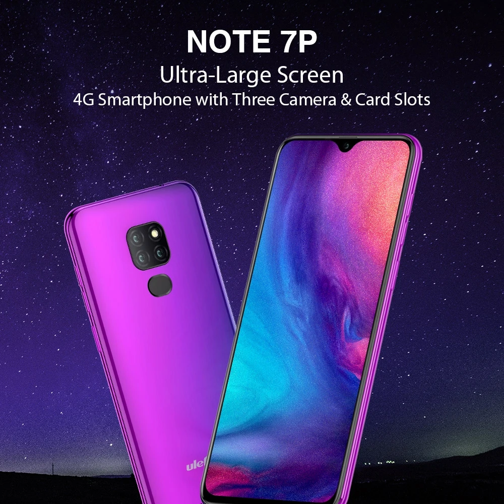 Ulefone Note 7P Mobile Phone Android 9.0 Cellphone 6.1" MT6761VW Quad Core 3GB+32GB Face ID 3500mAh Smartphone 3 Rear Cameras