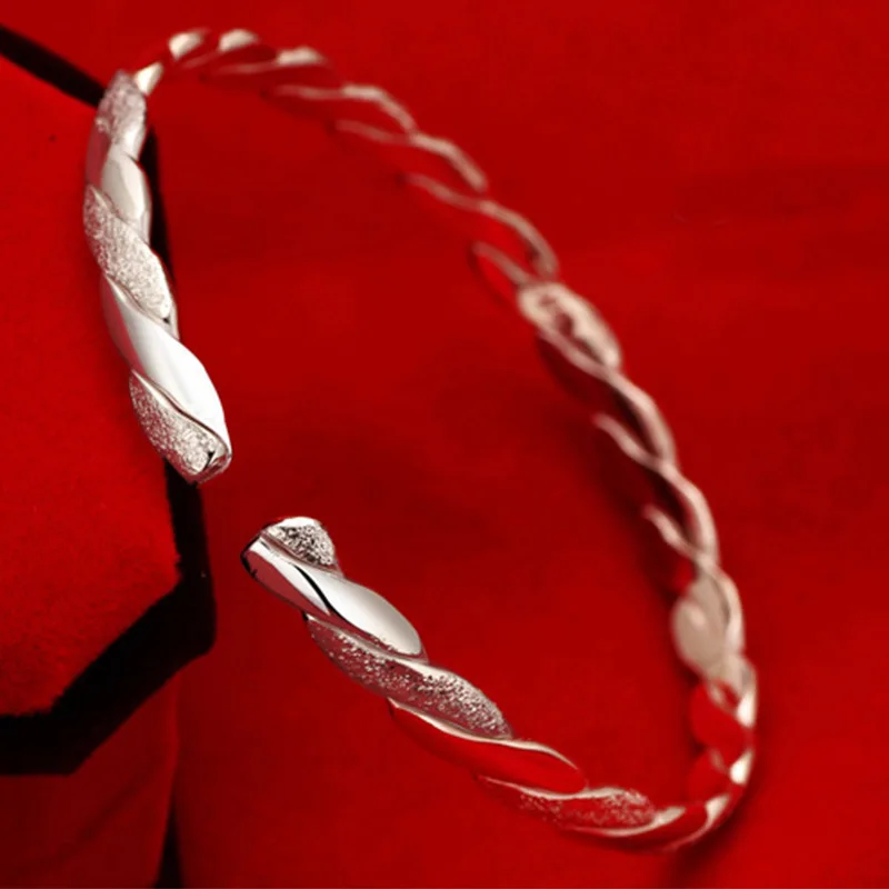 Модные серебряные женские браслеты скраб двойной линии переплетенные браслеты манжета на запястье для юбилея фестиваля модные ювелирные изделия