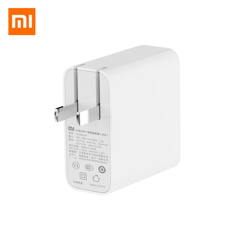 White CN Plug Оригинальное зарядное устройство MI Mijia USB-C 45 Вт, умный выход, порт type-C, USB PD 2,0, QC 3,0, быстрая зарядка, C2C кабель, usb type-C, адаптер питания - Цвет: White CN Plug