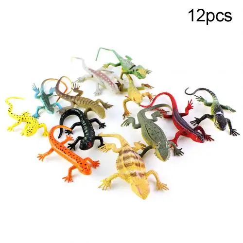 12pcs 1 set 12 шт. Мини искусственная ящерица животное геккон модель волшебный трюк Развивающие игрушки для детей Новинка - Цвет: 12pcs 1 set