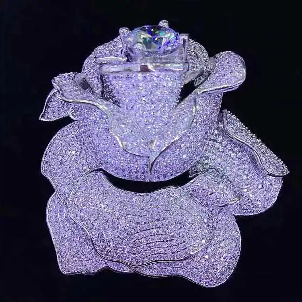 gold plated Cubic Zirconia micro pave Flower brooch /connector charms | Украшения и аксессуары