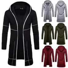 Мужской модный Тренч Осенняя Толстая зимняя куртка с подкладкой Пальто мужское повседневное длинное с капюшоном пуговицы-рог для пальто Верхняя одежда