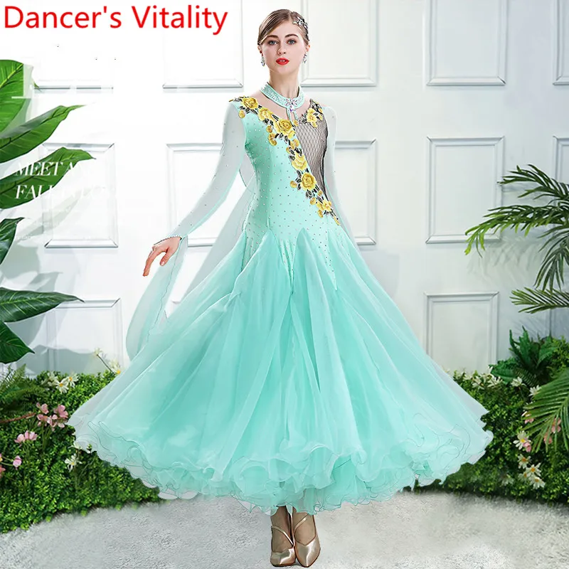 

Slap-up Modern Dance Competition Dress New Ballroom Dance Big Hem Clothes National Standard Waltz Dancing Performance Costume