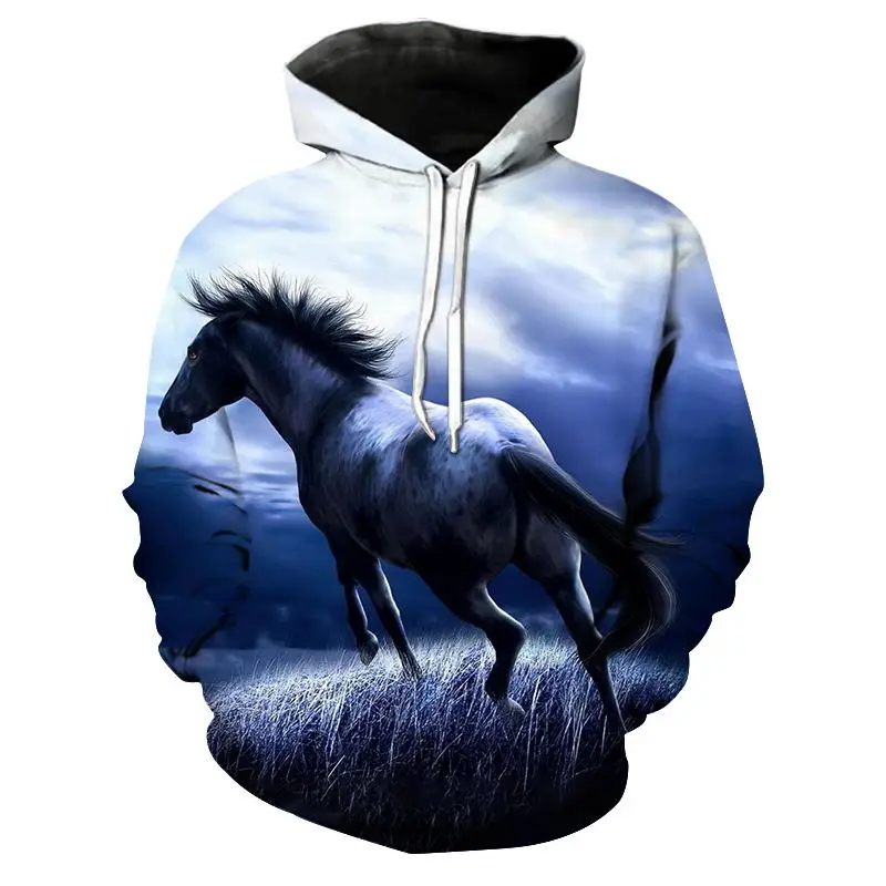 

2019 the New 3d Printed Animal Horse Hoodies Men Women Unisex Casual Sweatshirt Funny Colorful Long Sleeves