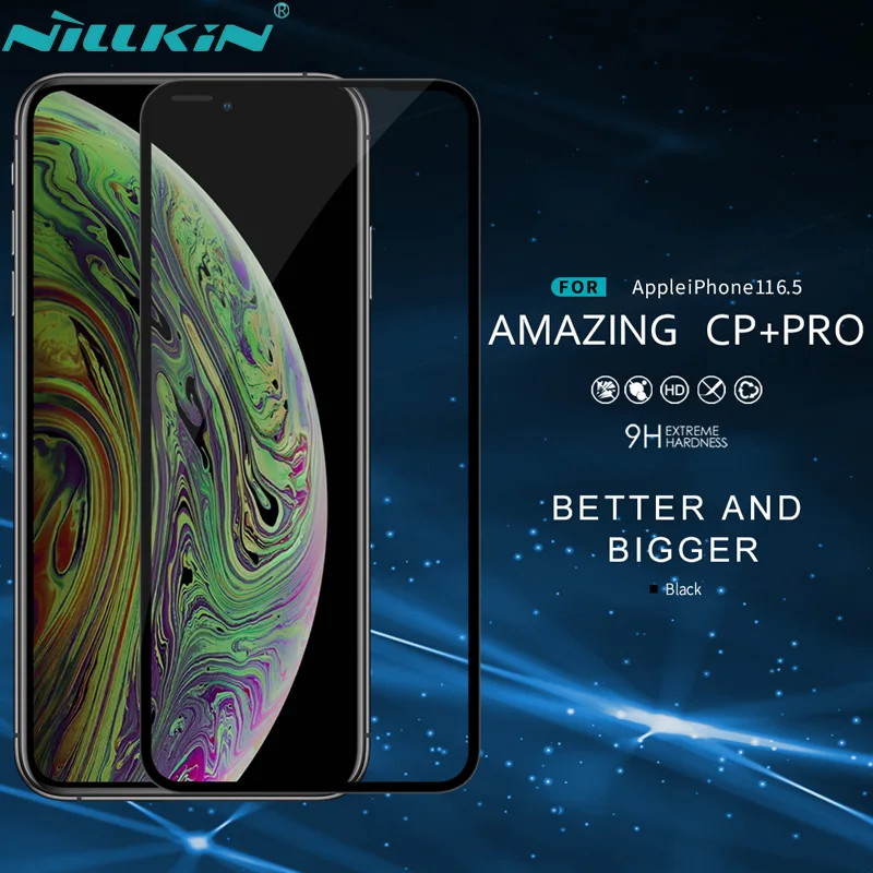NILLKIN CP+ PRO полностью покрытый протектор экрана закаленное стекло для нового iPhone 11 Pro Max 5,8 ''6,1'' 6,5 ''стеклянная защитная пленка