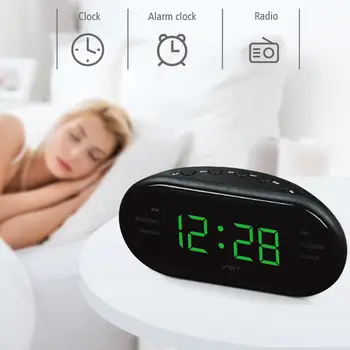 

New Fashion Modern AM/FM LED Clock Radio Electronic Desktop Alarm Clock Digital Table Clocks Snooze Function With EU Plug