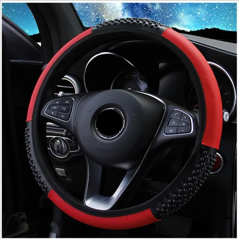 

Massage granule Wheel Cover PU leather Car Steering Wheel Cover Elastic Hubs Universal DIY Car Accessories Anti-Slip Soft