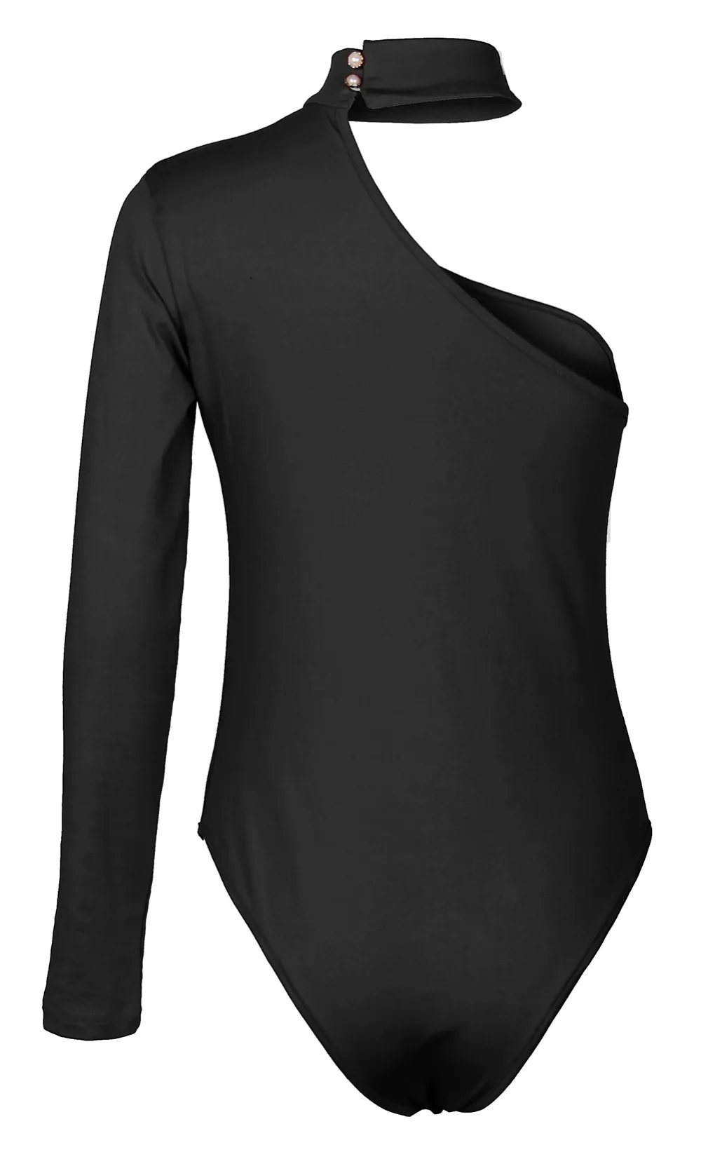 Повседневное Bodycon Для женщин тела чарующие боди Femme Тощий Новый комбинезон Кнопка Холтер одно плечо черный Боди Вечерние наряды M0534