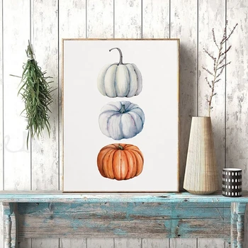 

Color Pumpkin Print Fall Harvest Art Poster Halloween Wall Art Canvas Painting Picture Thanksgiving Decoration
