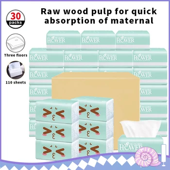 

30pcs Table Napkins Toilet Tissue Wettable Paper Virgin Bamboo Pulp 3 Ply Bathroom Paper Facial Tissue Napkin Toilet Papers