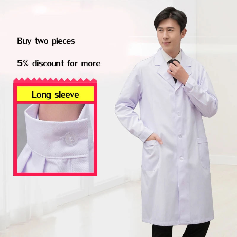 Viaoli футболки с короткими рукавами и круглым вырезом медицинская пальто форма пальто медицинской лаборатории в больнице тонкий несколько 5 цветов: белое пальто - Цвет: long