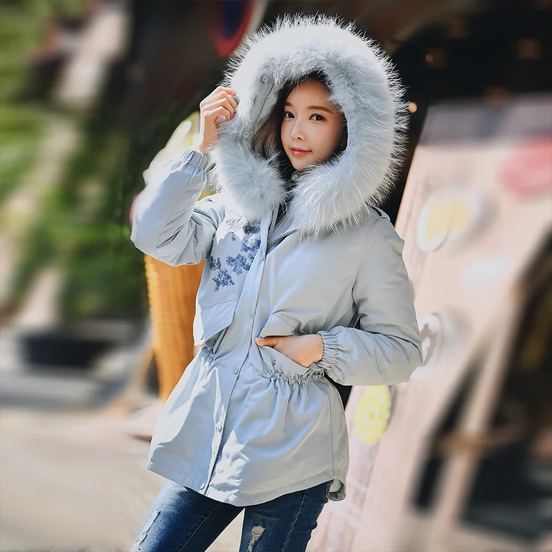 Goedkoop Dabuwawa Raccoon Fur Hooded Down Jas Vrouwelijke Winter Warme Dikke White Duck Down Jassen Jassen Bovenkleding Jas DN1DDW029
