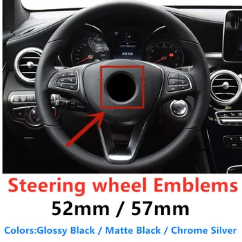 

52mm 57mm Car Steering Wheel Logo Badge Emblem Styling Accessories For C E S Series CLA W212 W205 W204 Chrome Glossy Matte Black