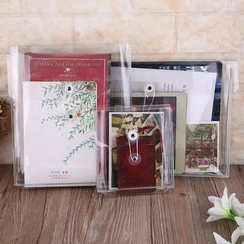 Bolsa de almacenamiento de bobinado de PVC transparente multifuncional, carpeta de archivos, organizador de maquillaje R9CB