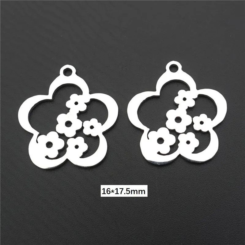 flower 18 Талисманы из нержавеющей стали Lucky Clover 4 листья цветы кулон Diy ювелирные изделия ожерелье серьги изготовление компоненты - Окраска металла: flower 18