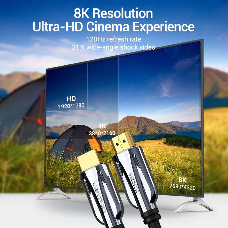 Vention HDMI 2,1 кабель 8 к 60 Гц 48 Гбит/с пропускная способность HDMI кабель для разветвителя переключатель Кабо HDMI 2,1 Для Apple tv PS4 проектор