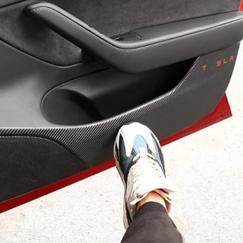 

Suitable for Tesla for Tesla Model 3 Carbon Fiber pattern Leather door anti-kick pad anti-dirty protection pad modification
