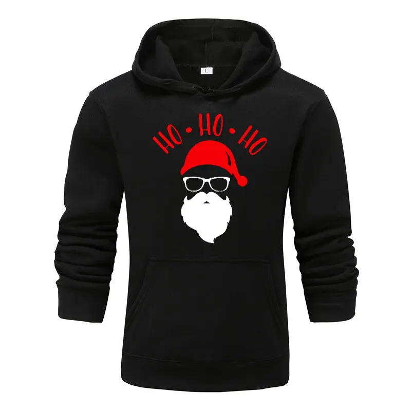 Модный свитер, худи для мужчин/женщин, Рождественский милый мультяшный пуловер в стиле хип-хоп Санта Хо, осенняя толстовка с капюшоном, мужская одежда с капюшоном - Цвет: black1