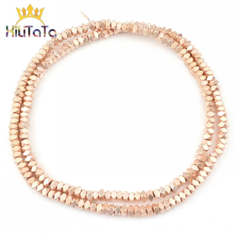 3*2mm Natürliche Rose Gold Silber Farbe Hämatit Perlen Matt Polnischen Matte Perlen Für Schmuck Machen DIY Armband zubehör 15'' – Detail 14