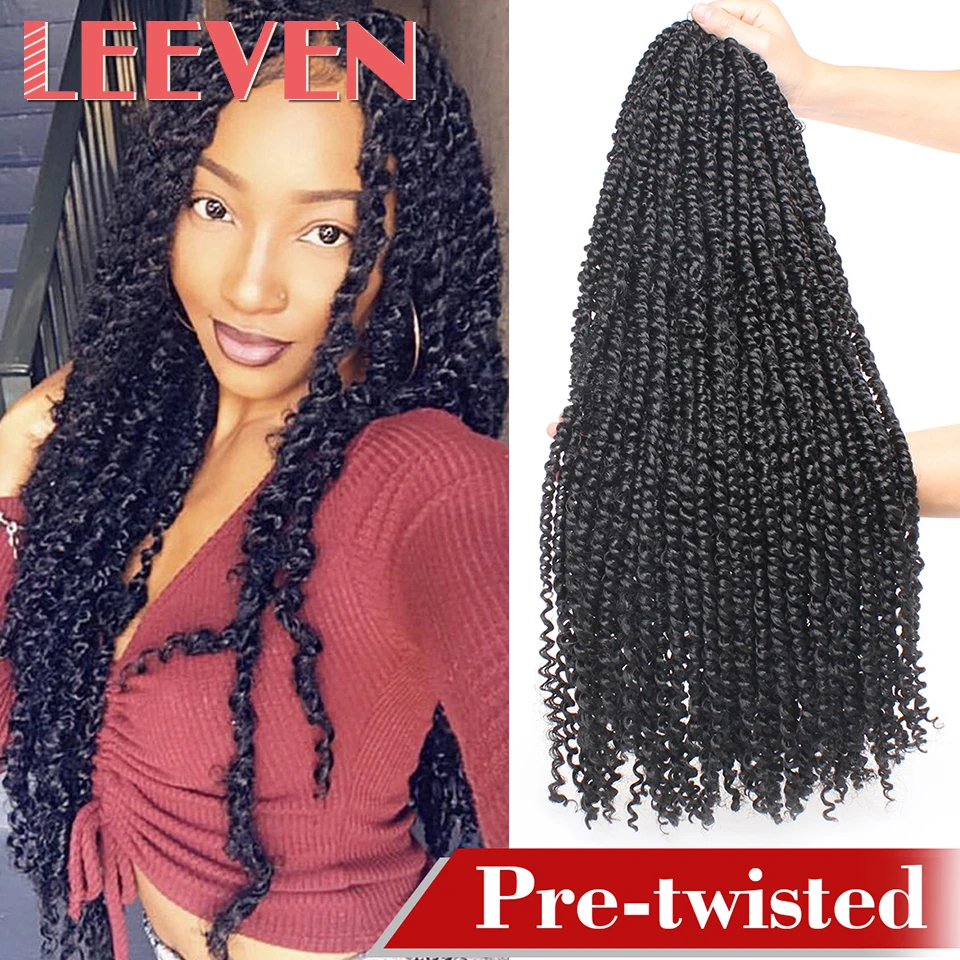 Leeven 22” 15strands Pre Twisted Passion Twist Crochet Hair Pre-looped Fluffy Crochet Braid Hair Ombre Synthetic Braiding Hair