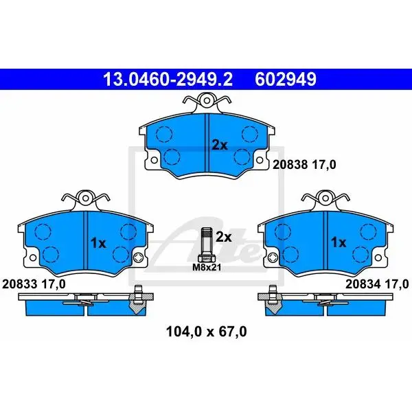 Колодки дисковые п.\ Fiat Tempra 1.4i-1.9D/TD 89-96 ATE 13.0460