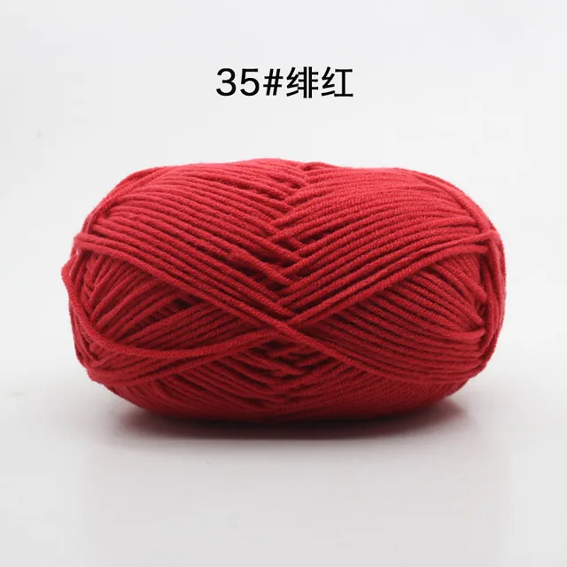 Hot Sale Multi Color Cotton Silk Knitting Yarn Soft Warm Baby Yarn for Hand Knitting thread Supplies 50g/lot No.35 Crimson