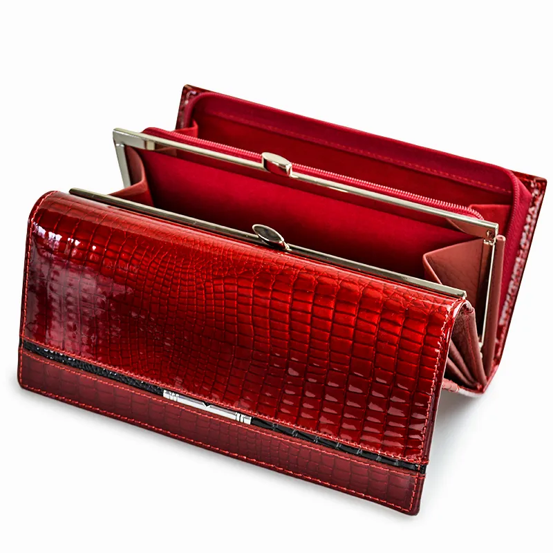 

Women Genuine Leather Purse Brand Alligator Pattern Ladies Long Wallets Genuine Leather Money Bag with Coin Card Holder Clutch