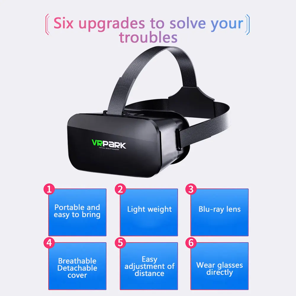 Очки виртуальной реальности VRPARK путешествия универсальные 3D VR очки Мобильный телефон асферическая линза VR гарнитура очки на голову