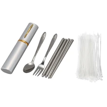 CSS 200 шт. кабельные стяжки и 1 комплект оборудование для путешествий: Кабельные Стяжки Обертывания/стяжки на молнии, белый 150 мм X 3 мм путешествия Серебряный тон вилка ложка