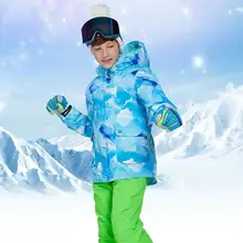 Для мальчиков Лыжный костюм-30 градусов Лыжная куртка и комбинезон на открытом воздухе Водонепроницаемый дышащий комплект для сноубординга детская Лыжный Спорт костюмы