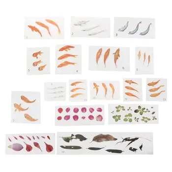 

17Pcs Vivid Goldfish Clear Fish Flower Petal Leaves Film Sticker Resin Art Craft