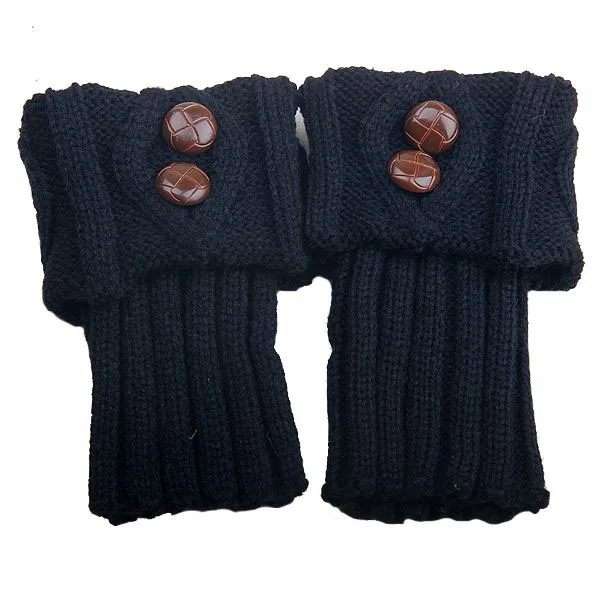 Женские модные зимние гетры короткие Вязаные Вязание пуговица длинные носки сапоги манжеты носки вязаные гетры 11 цветов