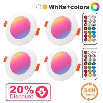 LED Downlight Spot LED Recessed Smart Dimmable Ceiling 7W Round Plafond Light 220V 110V RGB Color Changing Warm Cold White Lamp 1