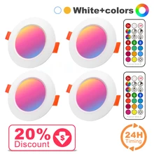 Downlight LED Foco LED empotrable techo inteligente regulable 7W redonda de lámpara de techo, 220V, 230V, 50hz, RGB, Color blanco frío y cálido que cambia de Color alogenos led techo