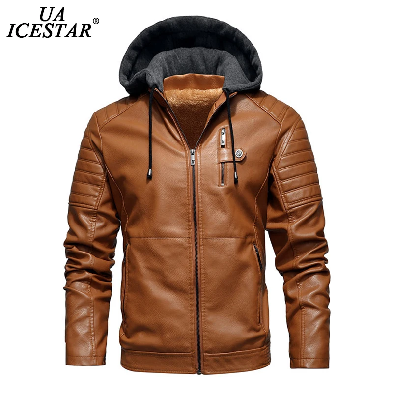 UAICESTAR мужские зимние новые кожаные куртки Пальто повседневные флисовые